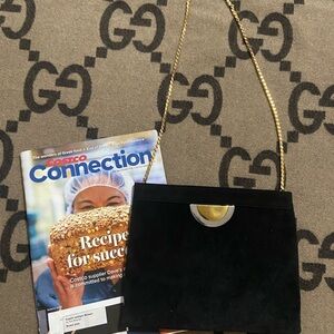 Chic Black Crossbody Bag with Gold Chain